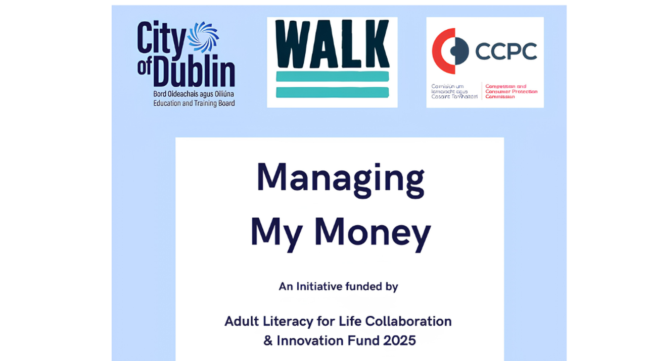 Logos of City of Dublin, WALK, and CCPC above text: 